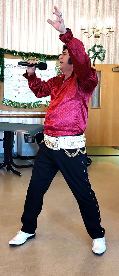 elvis singing for our residents st. patricks day